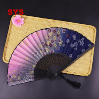 SYS จีนสไตล์ Vintage Silk Sakura พัดลม Multicolor Sakura ไม้ไผ่โบราณพัดสไตล์ญี่ปุ่นและพัดลม