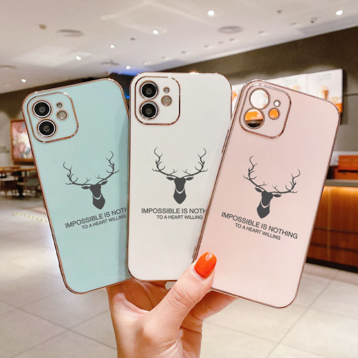 serpens-สำหรับ-oppo-a59-f1s-ฟรีสายคล้องการ์ตูน-elk-deer-ที่ใช้ตกแต่งภายนอกกวางเรนเดียร์ขอบสี่เหลี่ยมชุบเคสโทรศัพท์ชุบหรูหราเคสโทรศัพท์นิ่ม