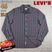 Levis®แท้ อก 46 เสื้อเชิ้ตผู้ชาย ลีวายส์ สีแดงกรม เสื้อแขนยาว เนื้อผ้าดี