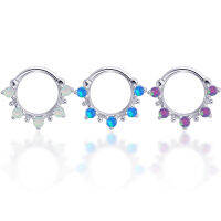 PiercingRoomByJay,  Three stone Clicker Hoop  ห่วงโอปอล เงินแท้