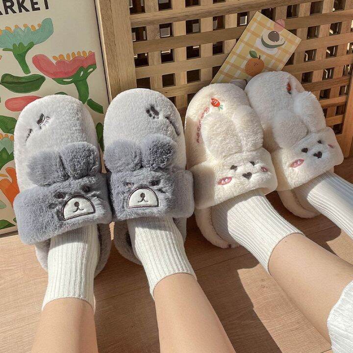 ขายดีที่สุด-ioztt2023-antovo-cotton-cartoon-warm-slippers-indoor-shoes-kawaii-baotou