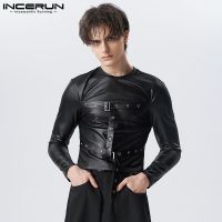 mengmaomao Sale Mens Faux Design T-Shirts Mesh Buckle Sleeved Camiseta S-5XL