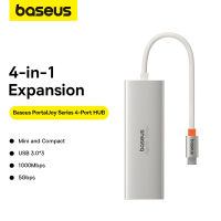 Baseus USB C Hub 4 พอร์ต 3USB 3.0 Type C ถึง USB 3.0 + RJ45 พอร์ต Hub Adapter สำหรับ MacBook Pro 2020 /Macbook Air 2020 /iPad Pro 2021/2020 Huawei Matebook 13/Dell XPS/ Lenovo Thinkpad T480s