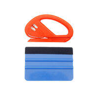 2pcsset Car Scraper with Felt Orange Curved Film Cutter Squeegee Tool Auto Carbon Fiber Sticker Installation Kit