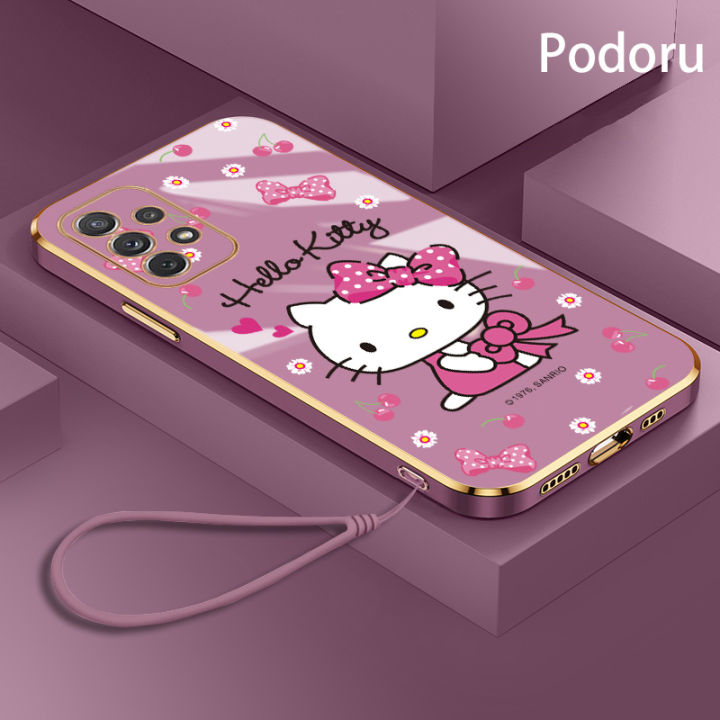 เคส-samsung-a72เรียบง่ายสุดหรูชุบทองเคสโทรศัพท์-hello-kitty-เคสซิลิโคน-tpu-นิ่ม