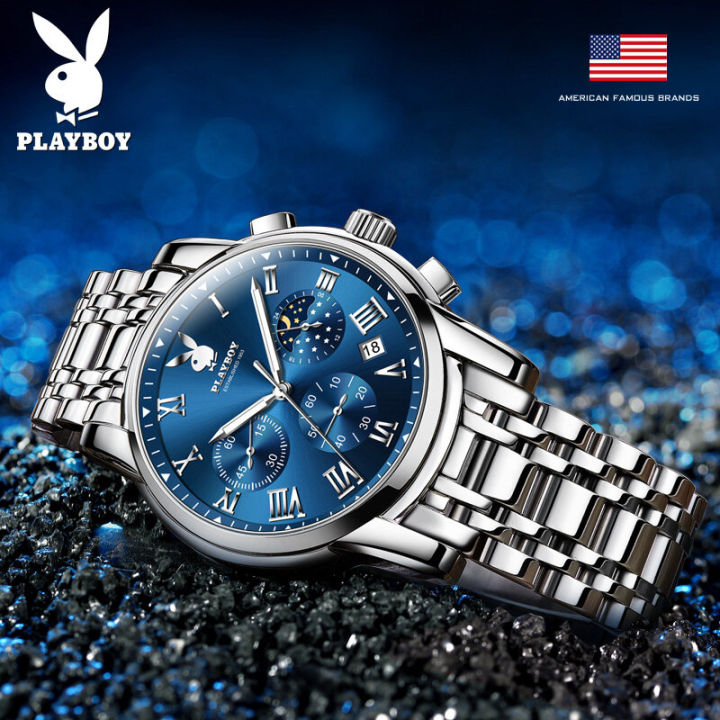 playboy-original-สีน้ำเงินนาฬิกากำหนดเองกล่องของขวัญแฟชั่นหรูเรียบง่าย