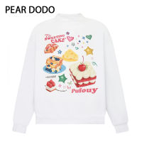 PEAR DODO ผ้ากำมะหยี่พิมพ์ลายเกาหลีคอกลมเสื้อแขนยาวสำหรับผู้หญิง