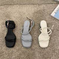 2023 Summer New Narrow Band Women Sandal Shoes Fashion Thick Heel Ladies Elegant Open Toe Sandalias Ankle Strap Dress Pumps