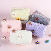 Womens Beauty Fashion Cosmetic Bags Girls Kawaii Flower Velvet Soft Touching Bags Multifunction Student Pencil Case Organizer