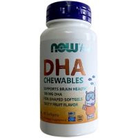 NOW Foods Children S DHA Fish Oil Chewable Softgels Brain Gold Vision 60รสผลไม้