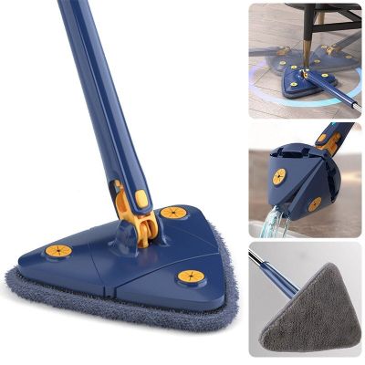 Triangle Mop Hand-free 360 Degree Rotation with Replaceable Microfiber Cloth Head for Ceiling Glass Wall Floor Cleaning Mop