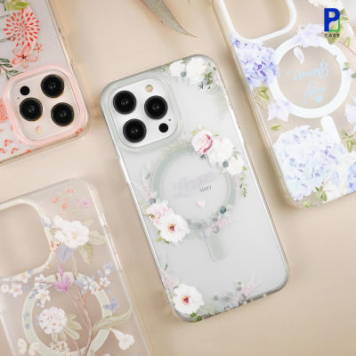 Case เคสไอโฟน ลายดอกไม้ เคสชาร์จไร้สาย เคสวงแหวนแม่เหล็ก สำหรับ 14ProMax/14Pro/11