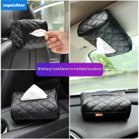 【XPS】Universal Car Tissue Box Cover Holder PU Leather Napkin Holder Sun Visor Hanging Storage Box Car Back Seat Hanging Paper Holder Tissue Box Car Accessories