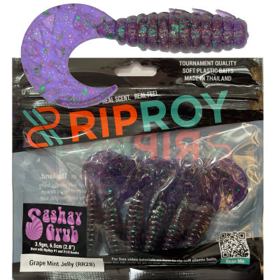 เหยื่อยาง RipRoy Sashay "เรียบร้อย ซาเช่" ปลายาง เท็กซัสริก 6.5cm (2.8"), 3.5g (6 ตัว) หนอนยาง ตกปลาช่อน ตกปลากะพง Texas Rig  เหยื่อยางคุณภาพมือโปร ผลิตในไทย