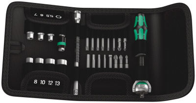 Wera 5051045001 Tools 26Pc Zyklop Ratchet ¼" Socket and Bit Set with pouch (Metric)