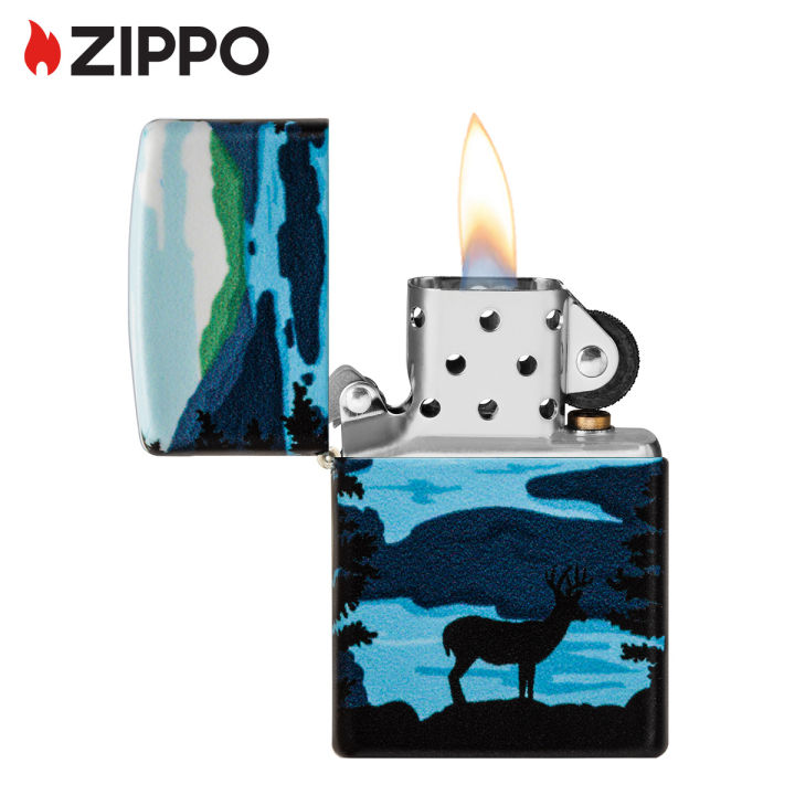 zippo-deer-landscape-design-540-color-windproof-pocket-lighter-zippo-49483-lighter-without-fuel-inside-การออกแบบภูมิทัศน์กวาง-ไฟแช็กไม่มีเชื้อเพลิงภายใน