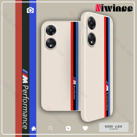 NIWINEE สำหรับ OPPO A78 4G ลายเส้นเคสโทรศัพท์แบบตรงขอบซิลิโคนเหลวเลนส์รวมทุกอย่างป้องกันการตกใหม่เคสโทรศัพท์ที่เป็นคู่เคสโทรศัพท์แบบเรียบง่ายบางเฉียบสร้างสรรค์มีสไตล์นุ่ม