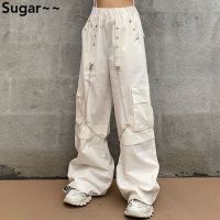 COD DSFERTGERRYYY White Young Overalls Student Women 2023 Pants Floor Loose Wide-Leg High Waist Simple Korean Version Slimmer Look Comfortable Fashionable Straight Summer Thin Casual Versatile 7QXF