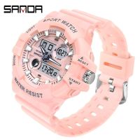 ⌚SANDA Jam Tangan Sport ของผู้หญิงเรืองแสง50เมตรกันน้ำอินเทรนด์ผู้หญิง Jam Tangan Digital สำหรับนาฬิกาแบรนด์ชั้นนำของขวัญกลางแจ้ง