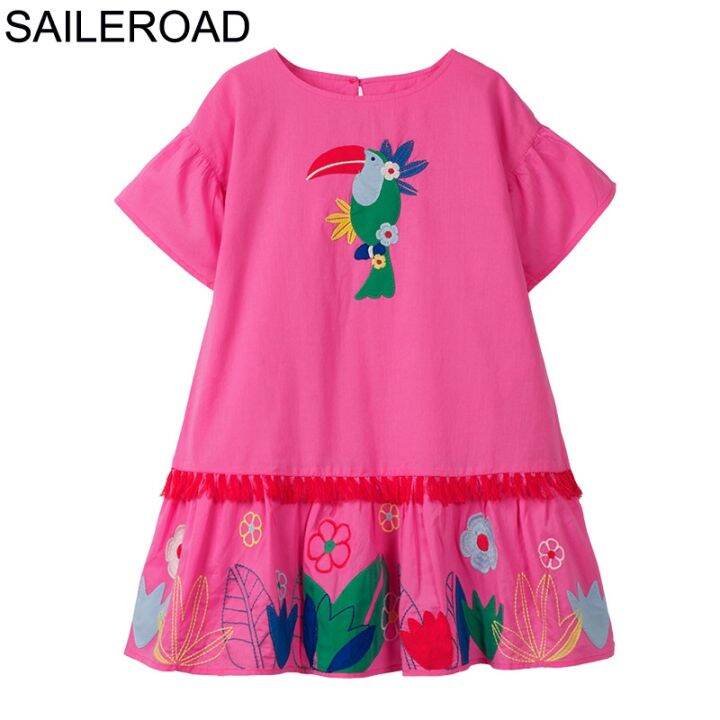 jeansame-dress-saileroad-2-8-y-สาวยูนิคอร์นชุดเด็กแขนสั้นชุดเด็กทารกชุดเจ้าหญิงฤดูร้อนผ้าฝ้ายเด็กสวมชุด