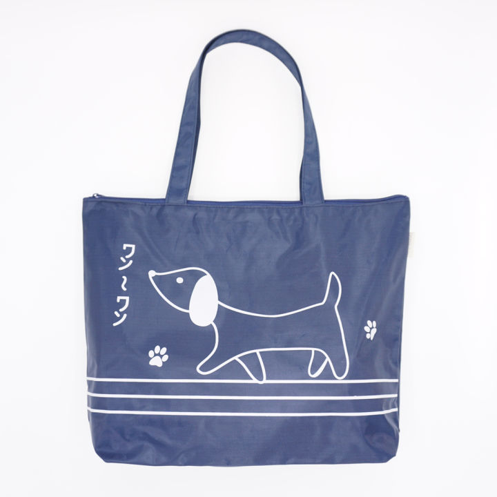 mombo-กระเป๋าผ้าสะพายข้าง-มีซิป-ลายหมาน่ารัก-พร้อมส่ง-ผลิตโรงงานไทย-สีชมพู-สีน้ำเงิน-สีเทา