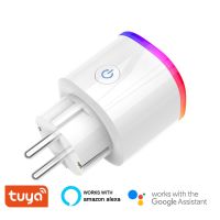 16A สหภาพยุโรป RGB Wifi สมาร์ทเสียบด้วยการควบคุมเสียง,จับเวลา,Wi Fi ไร้สายสมาร์ทซ็อกเก็ตเต้าเสียบทำงานร่วมกับ Home Alexa IFTTT