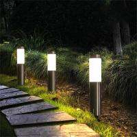 Solar Garden Post Lamp Stainless Steel Garden Path Light Outdoor Landscape Light Gate Column Patio Yard Driveway Lawn Light Outdoor Lighting