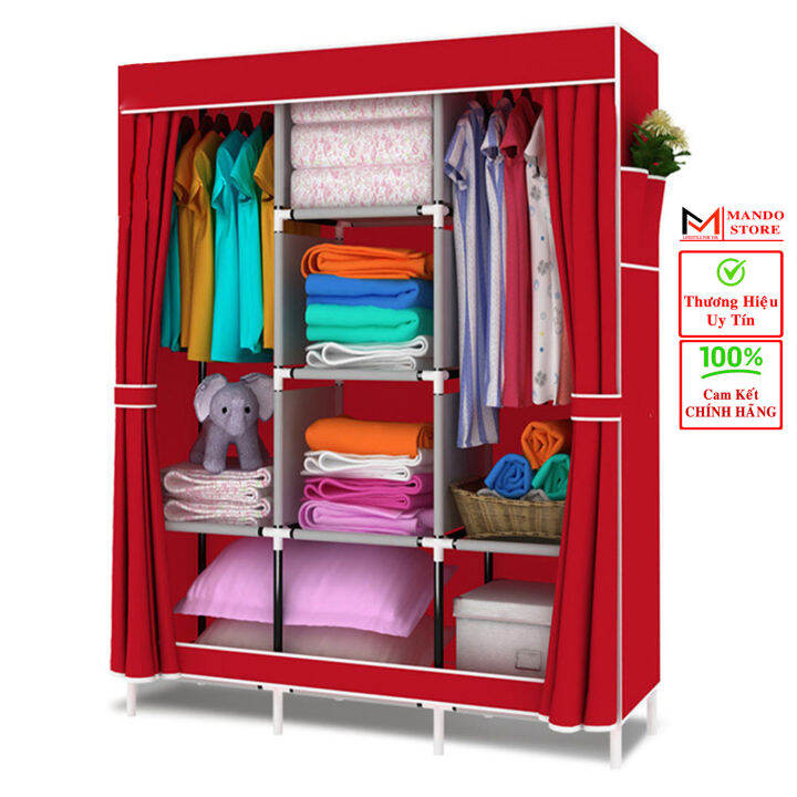 Tủ Vải Khung Gỗ | Tủ Vải Quần Áo Khung Gỗ Cao Cấp Family