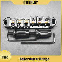 Roller Saddle Tune-O-Matic Guitar Bridge W 2 Studs สำหรับ LP กีตาร์ไฟฟ้าไฟฟ้า Guitarra อะไหล่อุปกรณ์เสริมเงินสีดำ