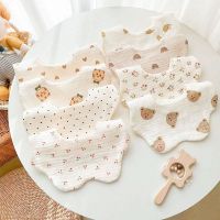 【DT】hot！ Korean Baby Feeding Bibs 6 Layers Cotton Infants Print Crepe Saliva Newborn Toddler Soft Burp Kid Bib