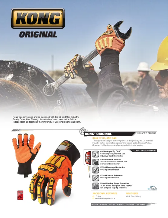 Ironclad SDX2-04-L Kong Original Oil  Gas Safety Impact Gloves, Large - 1