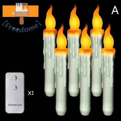 【Freedome】 ชุดเทียนไฟ LED แบบกระพริบพร้อมรีโมทควบคุมงานวันเกิดปาร์ตี้ฮาโลวีนงานแต่งงานแสงเทียน LED 6ชิ้น