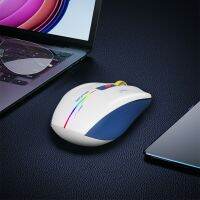 เมาส์หลังเรืองแสง LED ไร้สาย2.4G สำหรับแล็ปท็อปและโน้ตบุ๊คเครื่องคอมพิวเตอร์เครื่องคอมพิวเตอร์เครื่องคอมพิวเตอร์เครื่องคอมพิวเตอร์ที่ชาร์จใหม่ได้ตามหลักสรีรศาสตร์เมาส์เงียบบางสีฟ้าสีขาว