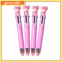 GOTORADE 6 in 1 ปากกาลูกลื่นพลาสติก 0.5มม. 4แพ็ค ลายหมู หลากสี ออฟฟิศสำหรับทำงาน