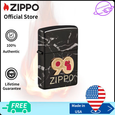 Zippo 90th Anniversary Commemorative High Polish Black Pocket Lighter | Zippo 49864  ( Lighter Without Fuel Inside )โปแลนด์สูง（ไฟแช็กไม่มีเชื้อเพลิงภายใน）