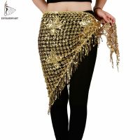hot【DT】 Belly Hip Scarf Stretchy Tassel Sequin Dancing Costume Shawl Accessories Hand Crochet 10 Colors