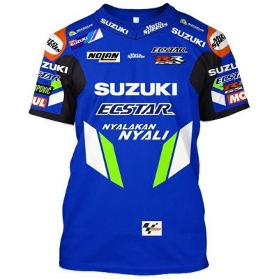 Suzuki MOTO-GP Ecstar Sport 3D เสื้อยืดผู้ชาย,เสื้อแจ็กเก็ตแขนสั้นสำหรับขี่มอเตอร์ไซค์เท่ๆ