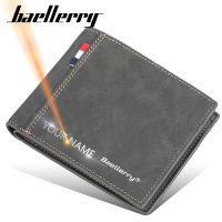 【CC】 2022 Fashion Men Wallets Name Engraving Card Holder Short Male Purse Leather Wallet