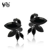 VEYO 3 Color black Red Green Shiny Crystal Stud Earrings Wing shape Earrings for Women Rhinestone Female Trendy Jewelry