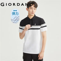 GIORDANO ผู้ชาย โปโลแขนสั้นผ้าถักปิเก้ยืดสีบล็อกเล็ก Free Shipping 13013205