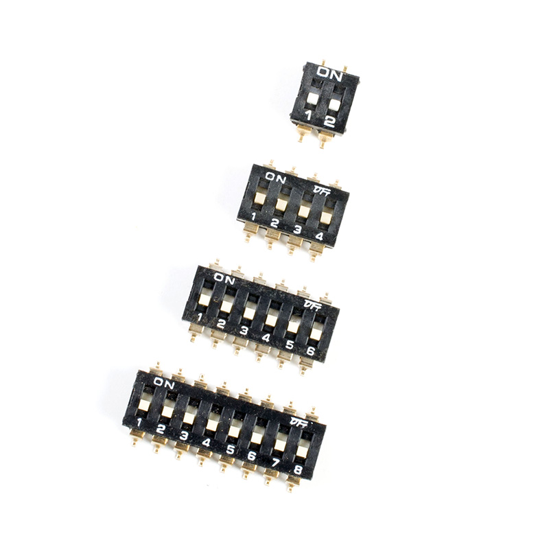 uxcell 5 Pcs Black 2.54mm Pitch Double Row 8 Pin 4 Positions Ways IC Type DIP Switch 