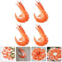 Mlinstudio 4pcs อาหารปลอมจำลองกุ้งจำลองแบบจำลองอาหารที่สมจริงของการตกแต่งเดสก์ท็อป