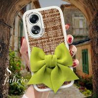 Diorcase สำหรับ OPPO A58 4G สีเขียว Bowknot ผ้าด้านหลังปลอกผ้าซิลิโคนนุ่มเคสโทรศัพท์