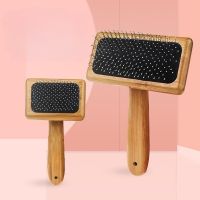 Natural Bamboo Handle Comb Stainless Steel Hair Brush Dogs Cats Pets Accessories Tools Open Knit Puppy Combs Durable Dense Brushes  Combs