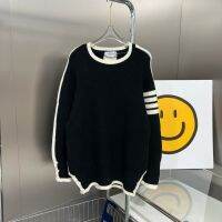 TB Four Striped Leisure Thom BrowneˉPullover Long-Sleeved Thickened Sweater for Men and Women