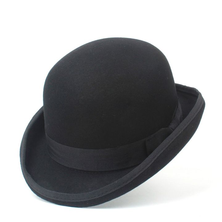หมวกหมวกดาร์บี้สักหลาดขนแกะ100-สำหรับผู้ชายผู้หญิงเสื้ื้อยืดลายหมวกมายากลเครื่องแต่งกายงานปาร์ตี้ผ้าซาตินแบบทางการ