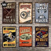 Vintage Garage Metal Tin Sign My Garage My Rules Metal Poster Tin Plaque Retro Style Wall Stickers