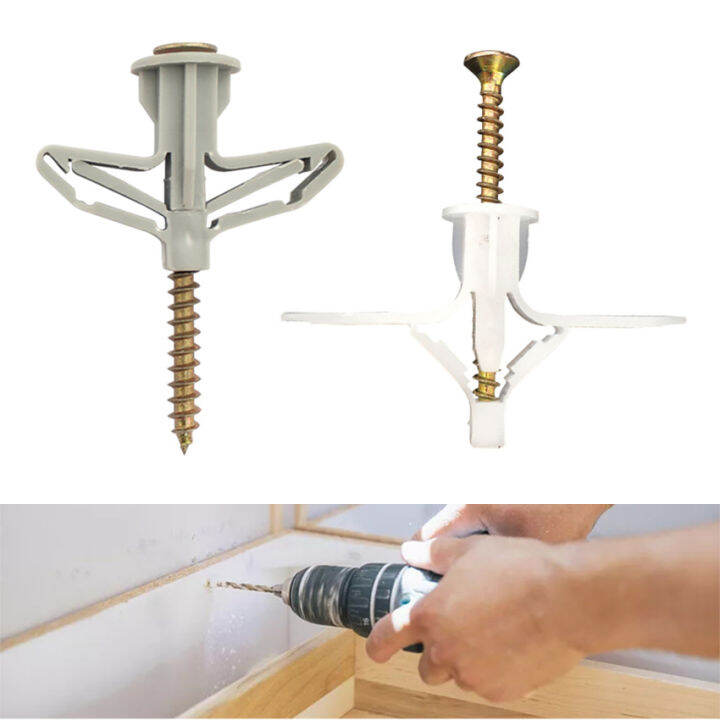 100pcs Expansion Drywall Anchor Kit With Screws Self Drilling Wall Home