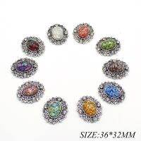 5Pcs 36-32MM Retro Metal Resin Rhinestone DIY Button Fashionable Gorgeous Wedding Holiday Creative Decoration Accessories