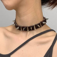 Riveted หนังสร้อยคอคอเครื่องประดับฮาโลวีนสไตล์โกธิคอุปกรณ์เสริม Collarbone Chain สีดำ Punk Collar Femme สายคล้องคอ